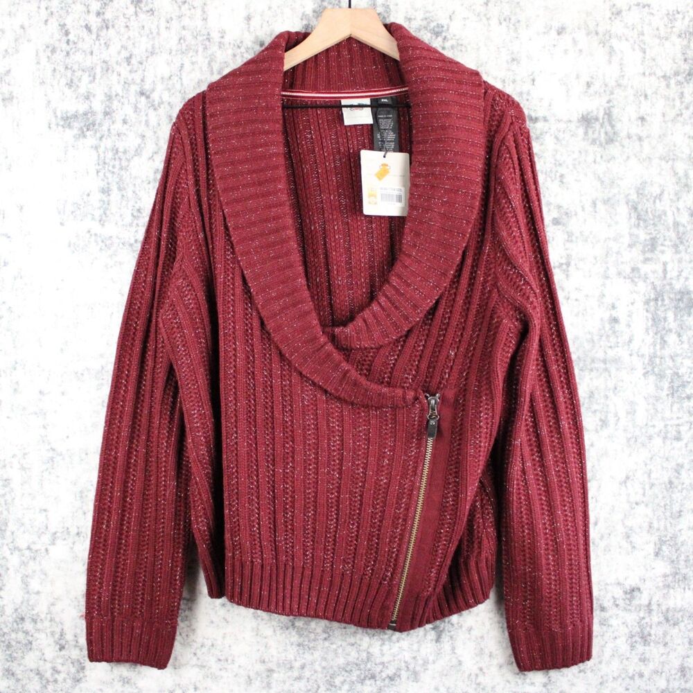 NEW Harley-Davidson Women's 2XL Shawl Collar Zipper Cardigan Sweater 96049-17VW